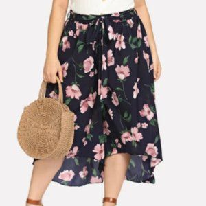 Plus Size Floral Wide Leg Pant Capris